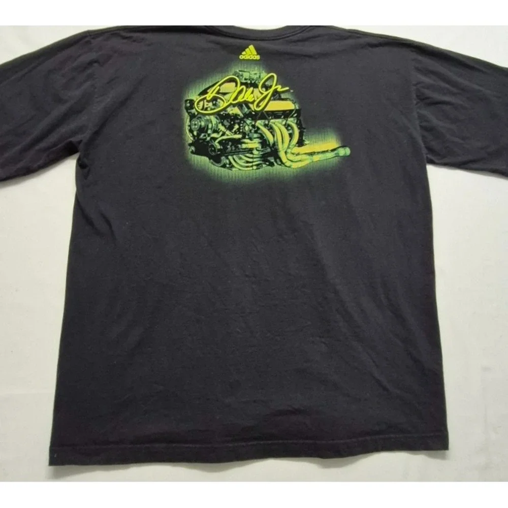 Adidas collab w/Dale Jr Racing‎ men's black graphic t-shirt sz. 2XL two sided